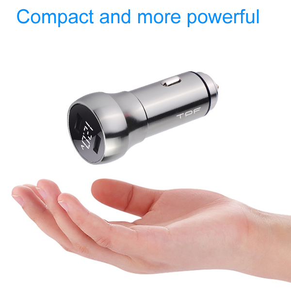 Smart car charger qc3.0 fast charge aluminum alloy digital display car charger car mobile phone charger  